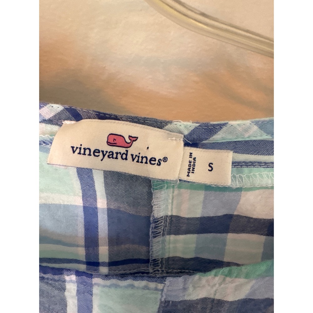 Vineyard Vines patchwork plaid ruffle blouse in b… - image 3